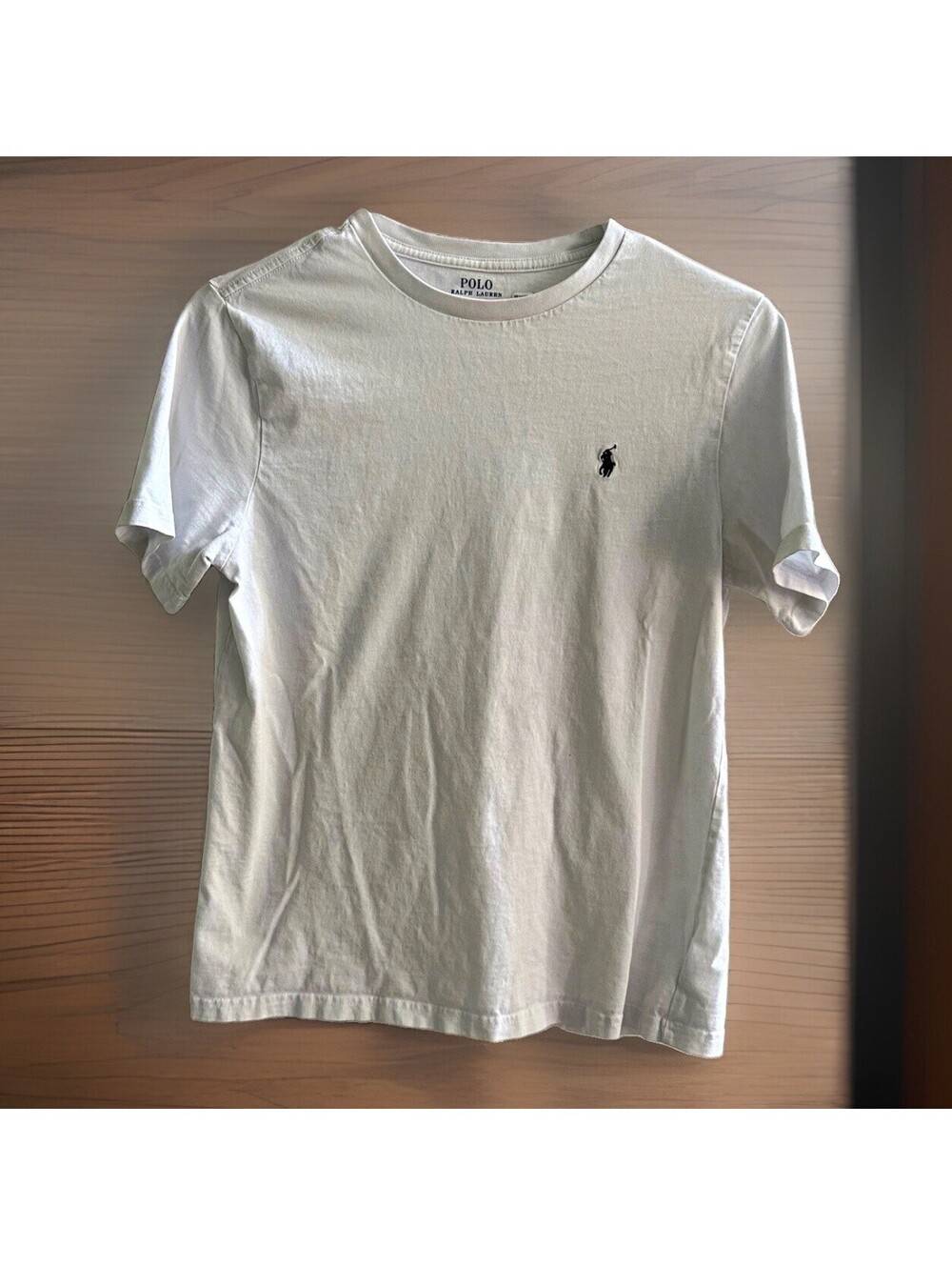 Polo Ralph Lauren Boys L 14-16 White T Shirt Black Pony Logo 100% Cotton
